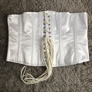 White Satin Lace-Up Corset